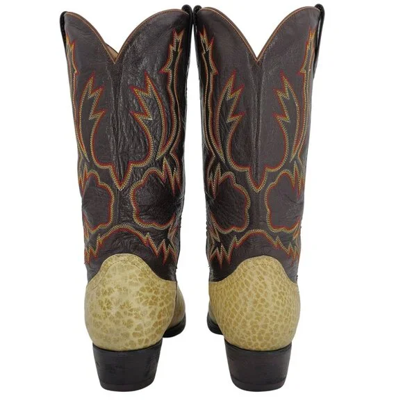Bull Rider Men 9.5 Unique Color Golden Yellow Brown Leather Cowboy Western Boots - Picture 6 of 16